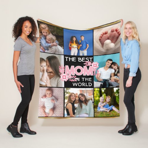 Best Mom Ever  Mothers Day 8 Photo Collage Fleece Blanket