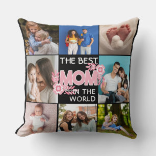 Best Mom Ever   Mother's Day 8 Photo Collage Throw Pillow
