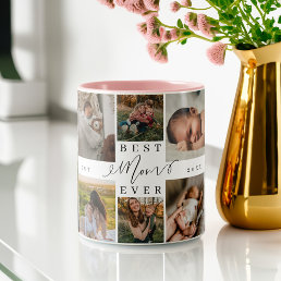 Best Mom Ever | Mother&#39;s Day 8 Photo Collage Two-Tone Coffee Mug