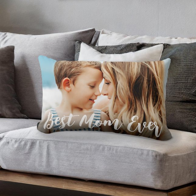 Best Mom Ever Mothers Day Custom Photo Lumbar Pillow (Creator Uploaded)