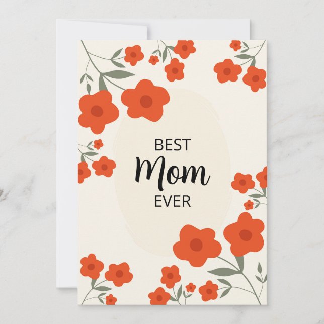 Best Mom Ever-Mothers Day Ditsy Orange floral Card (Front)