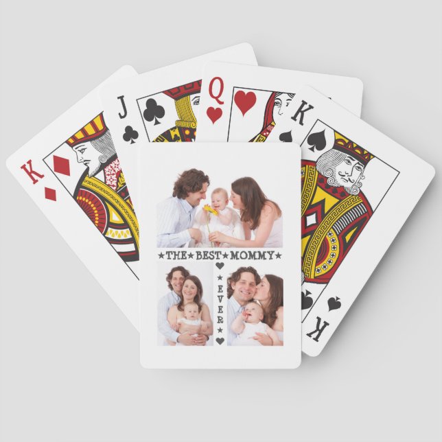 Best Mom Ever Mother's Day Family 3 Photo Collage Poker Cards (Back)