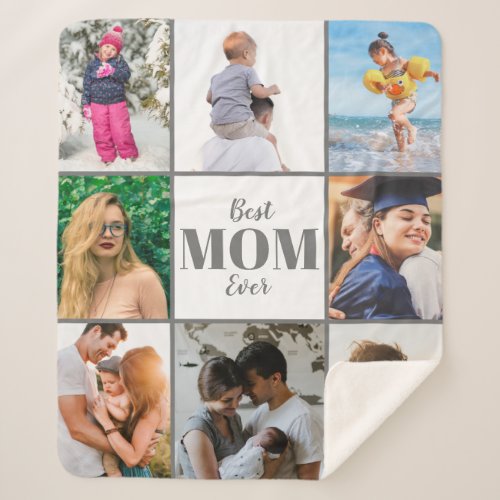 Best Mom Ever Mothers Day Family Photo Sherpa Blanket