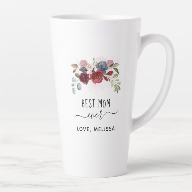 Best Mom Ever Mothers Day Floral Personalised Latte Mug (Right)