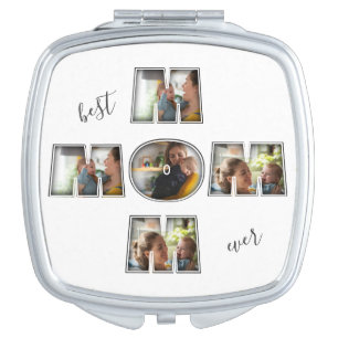 Best Mom Ever Mother's Day Gift 3 Photo Cutout Compact Mirror