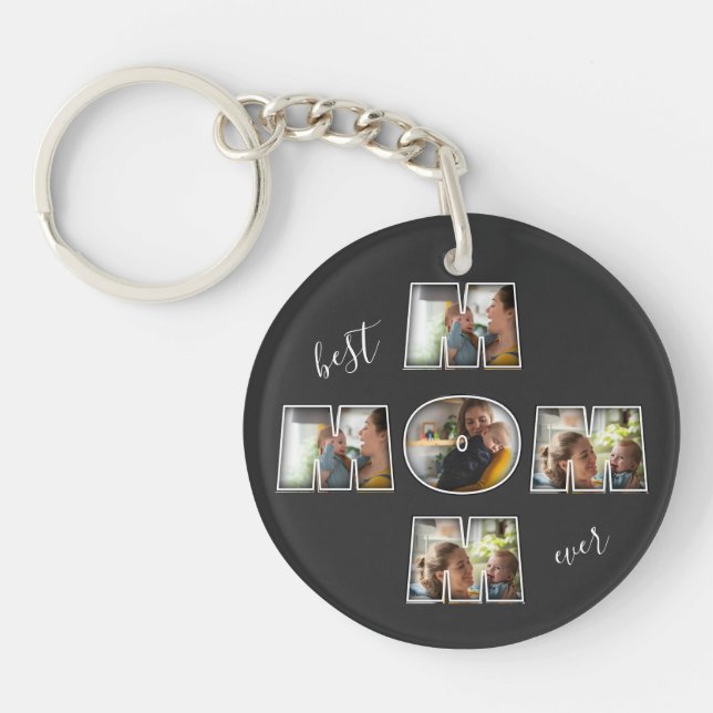 Best Mom Ever Mother's Day Gift 3 Photo Cutout Keychain (Front)