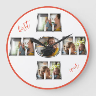 Best Mom Ever Mother's Day Gift 3 Photo Cutout Large Clock