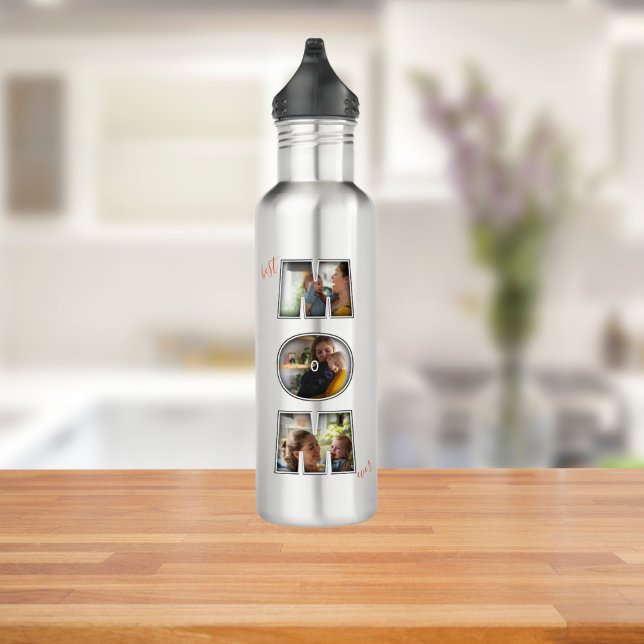 Best Mom Ever Mother's Day Gift 3 Photo Cutout Stainless Steel Water Bottle (Creator Uploaded)