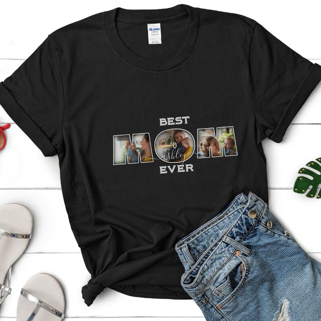 Best Mom Ever Mother's Day Gift Name 3 Photo  T-Shirt (Creator Uploaded)