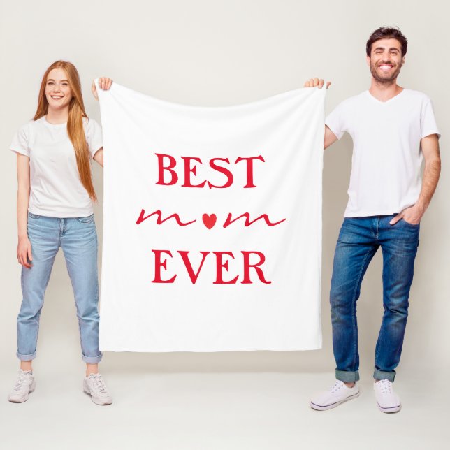 Best Mom Ever Mother's Day Gifts Red Heart White Fleece Blanket (In Situ)