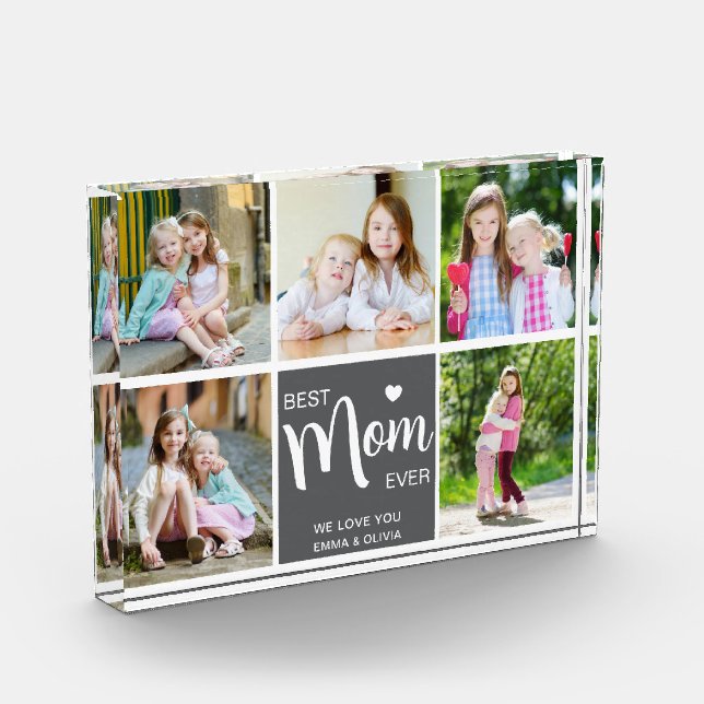 Best Mom Ever Mothers Day Gray Photo Block (Left)