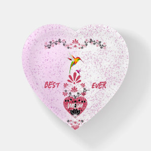 Best Mom Ever Mothers Day Heart Shaped Glass Cute Paperweight