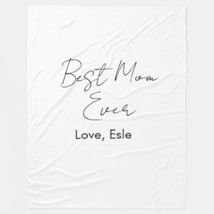 best mom ever mothers day name date simple minimal fleece blanket