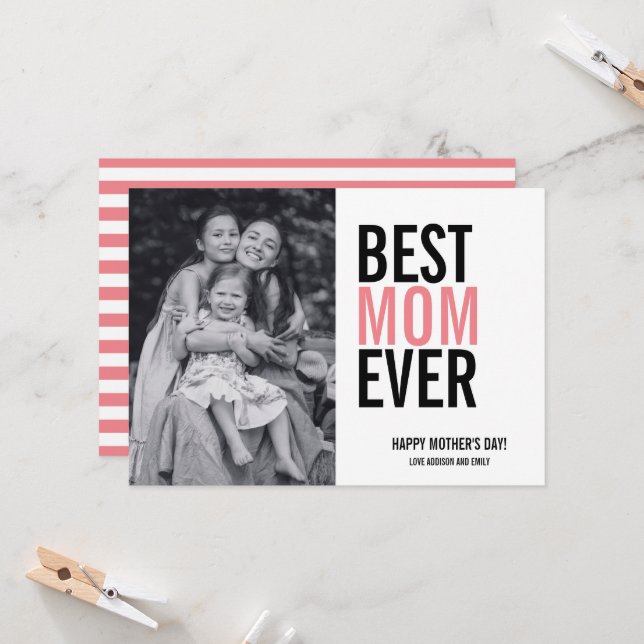 Best Mom Ever Mother's Day Photo Card (Front/Back In Situ)