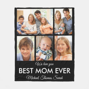 Best Mom Ever Mothers Day Photo Collage Fleece Blanket
