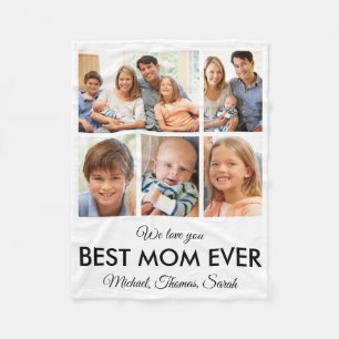 Best Mom Ever Mothers Day Photo Collage Fleece Blanket