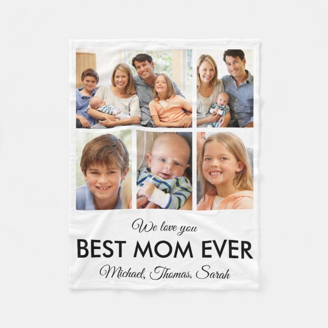 Best Mom Ever Mothers Day Photo Collage Fleece Blanket (Front)