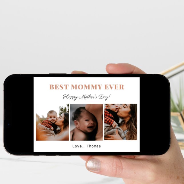 best mom ever mother's day photo collage modern  card (Front Digital)