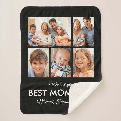 Best Mom Ever Mothers Day Photo Collage Sherpa Blanket