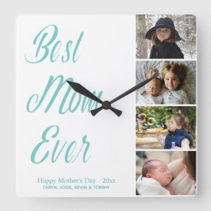 Best Mom Ever Mother's Day Photo Collage Square Wa Square Wall Clock