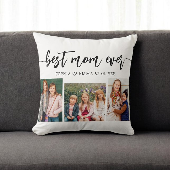 Best Mom Ever - Mother's Day Photo Collage Throw Pillow (Creator Uploaded)