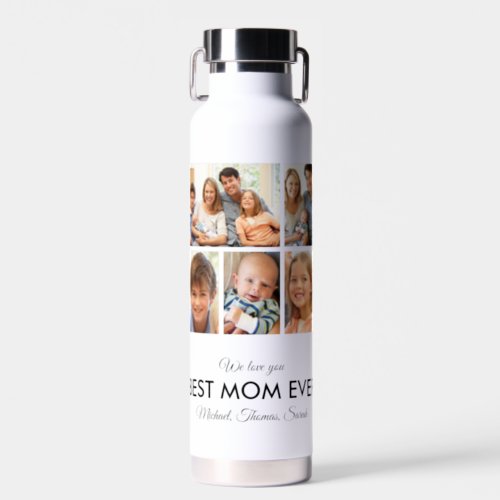 Best Mom Ever Mothers Day Photo Collage Water Bottle