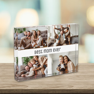 Best Mom Ever Mother's Day Photo Collage White Block