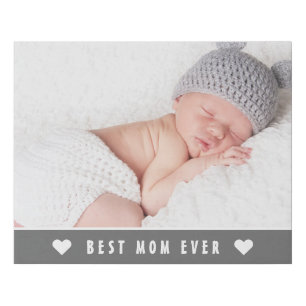 Best Mom Ever Mothers Day Photo Heart Faux Canvas Print