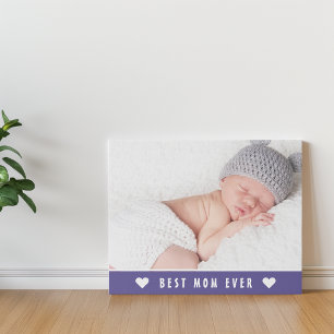 Best Mom Ever Mothers Day Photo Heart Faux Canvas Print