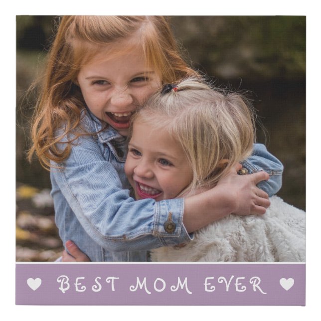 Best Mom Ever Mothers Day Photo Heart Faux Canvas Print (Front)