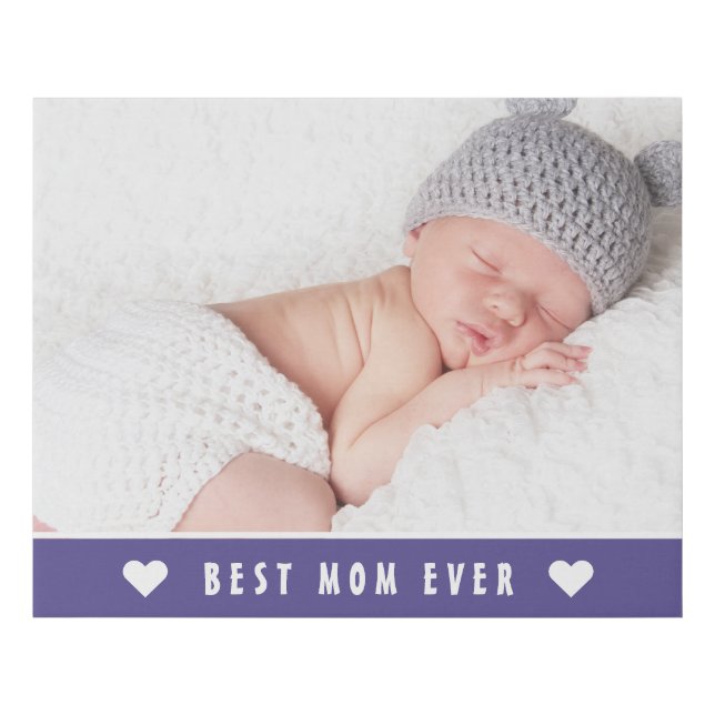 Best Mom Ever Mothers Day Photo Heart Faux Canvas Print (Front)