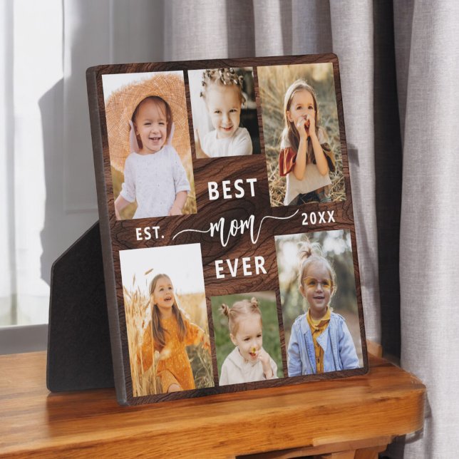 Best Mom Ever - Mother's Day Photo Wood Collage Plaque (Creator Uploaded)