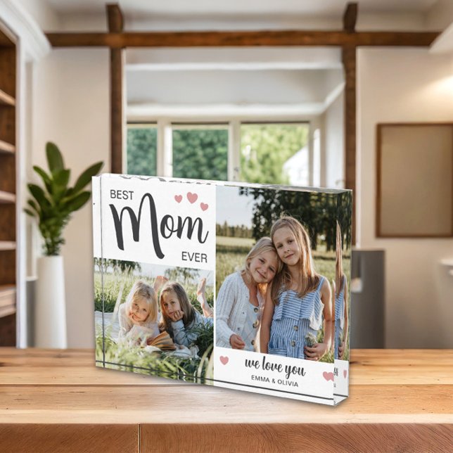 Best Mom Ever Mothers Day Pink  Photo Block (Best Mom Create Your Own Photo Block by MINTIC DESIGN STUDIO)