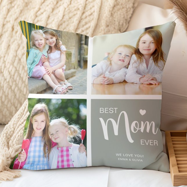 Best Mom Ever Mothers Day Sage Green Photo Collage Throw Pillow (Best Mom Ever Mothers Day Sage Green Photo Collage Throw Pillow
)