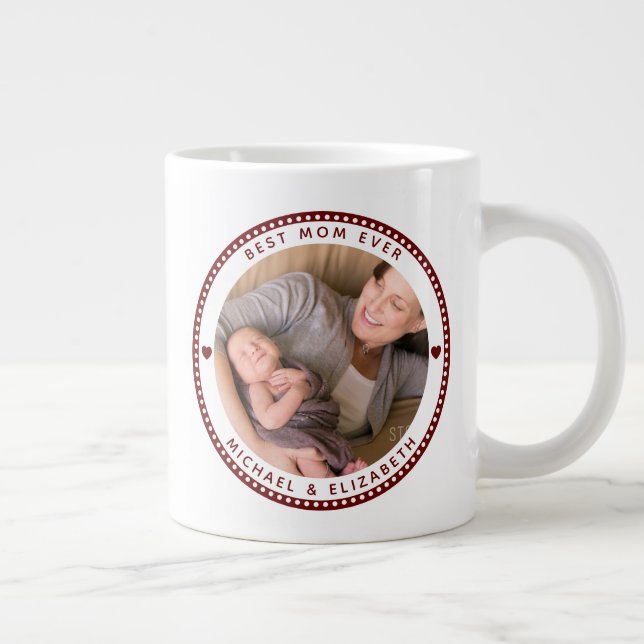 Best Mom Ever Mother's Day Two Photo Collage Giant Coffee Mug (Right)