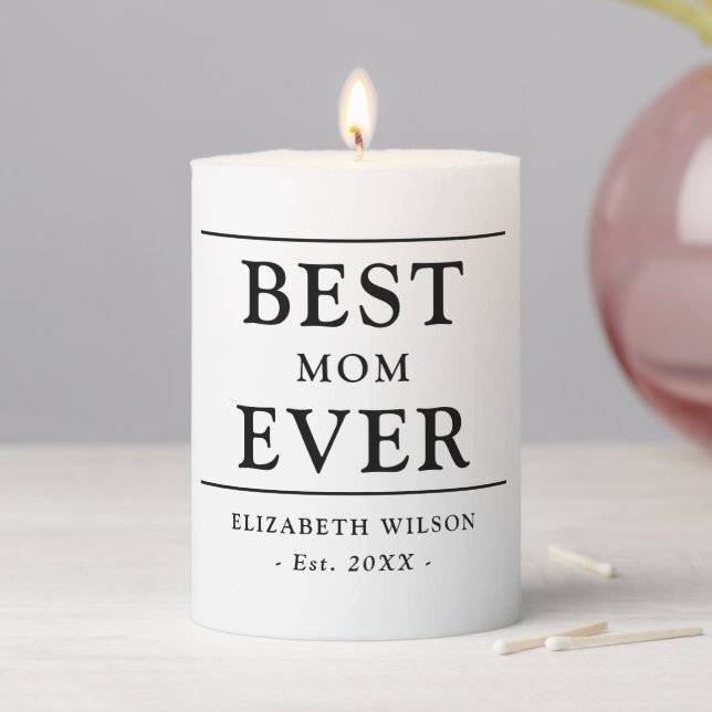 Best Mom Ever Mothers Gift 3" x 4" Pillar Candle (In Situ)