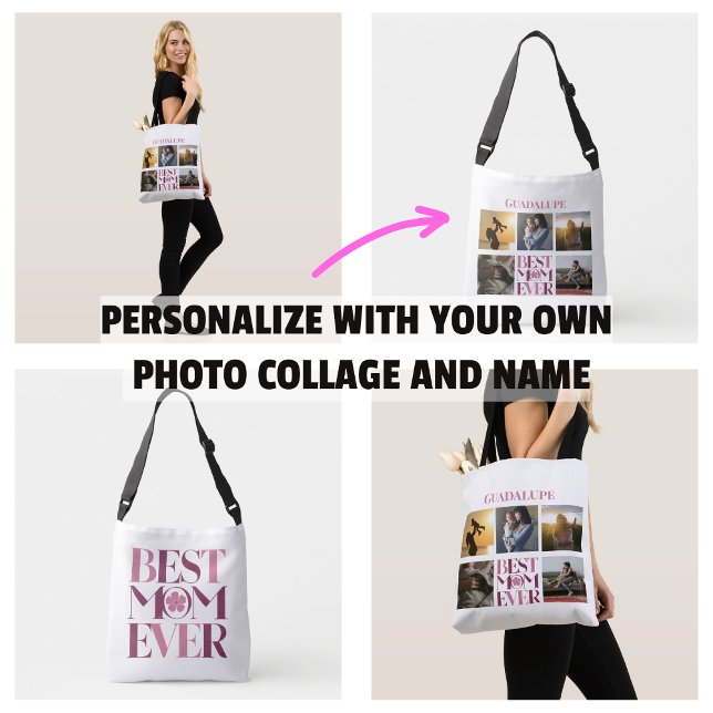 Best Mom Ever Mother's Photo Collage Cute Pink Crossbody Bag (Best Mom Ever Mother's Photo Collage Cute Pink Bag)