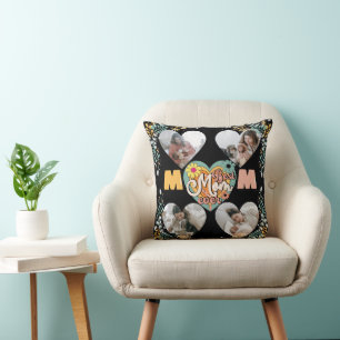 Best Mom Ever Multi Heart shape Photo Throw Pillow