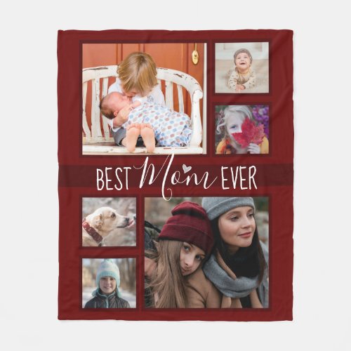 Best Mom Ever Multi Photo Collage Fleece Blanket