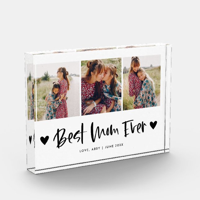 Best Mom Ever | Multi Photo Mother's Day Heart Acrylic Award (Left)