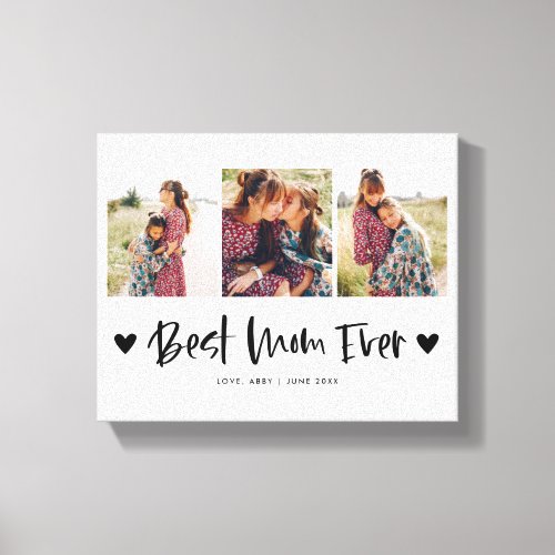 Best Mom Ever  Multi Photo Mothers Day Heart Canvas Print
