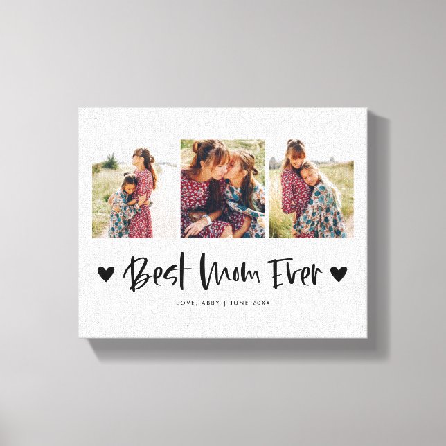 Best Mom Ever | Multi Photo Mother's Day Heart Canvas Print (Front)