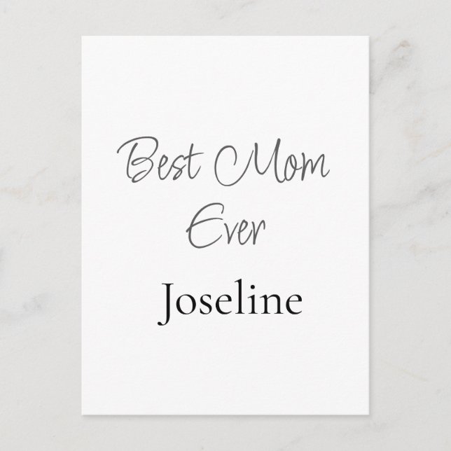 Best mom ever name simple minimal stylish mothers  postcard (Front)