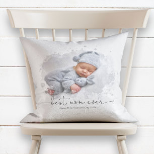 Best Mom Ever New Mommy Photo Mother's Day Throw Pillow