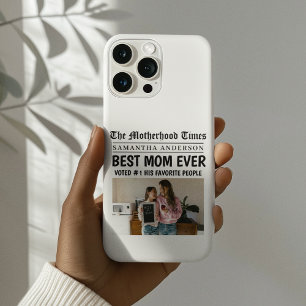 Best Mom Ever Newspaper  Custom Name & Photo iPhone 16 Pro Case