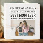 Best Mom Ever Newspaper Sign – Custom Name & Photo<br><div class="desc">Make your mom feel like front-page news with this personalized “Best Mom Ever” wooden box sign, designed like a custom newspaper headline! Perfect for Mother’s Day, birthdays, or just because, this rustic-style keepsake features her name, a custom photo, and a bold headline she’ll love. Printed on a distressed white wooden...</div>