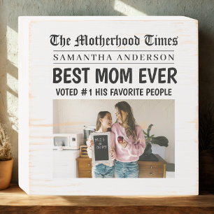 Best Mom Ever Newspaper Sign – Custom Name & Photo
