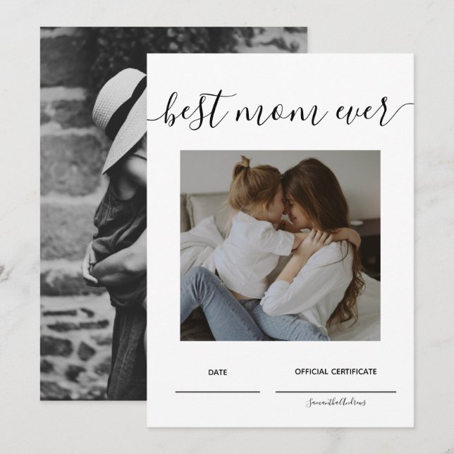 Best Mom Ever Official Certificate Mothers Day Invitation (Front/Back)
