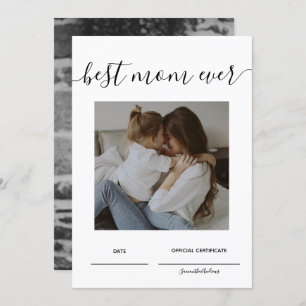 Best Mom Ever Official Certificate Mothers Day Invitation