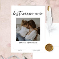Best Mom Ever Official Certificate Mothers Day